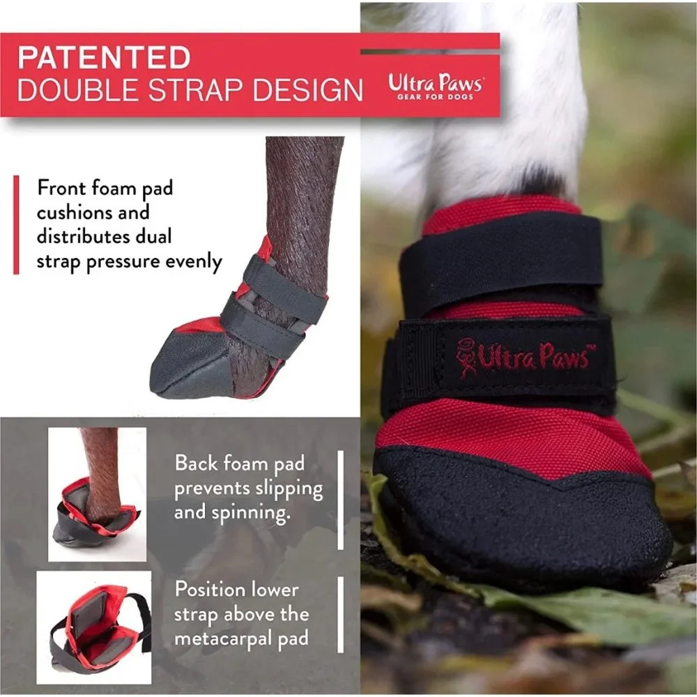 New Ultra Paws Rugged Dog Black Red Boots Dog Pets Size 0 Petite 1.25 inches